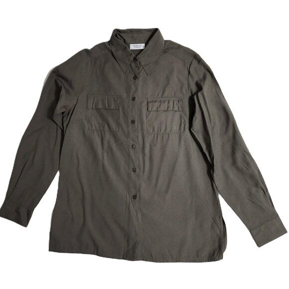KappAhl Number One Womens Cool Sage Collard Buttondown Down Long Sleeve Size 36 - Picture 2 of 8